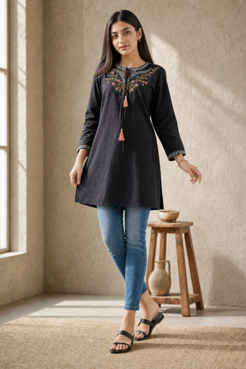 Hiba black cotton top