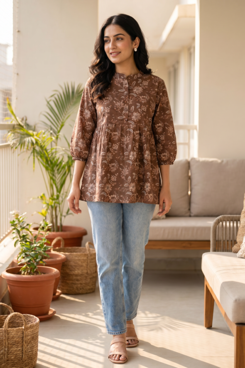Sara brown cotton top