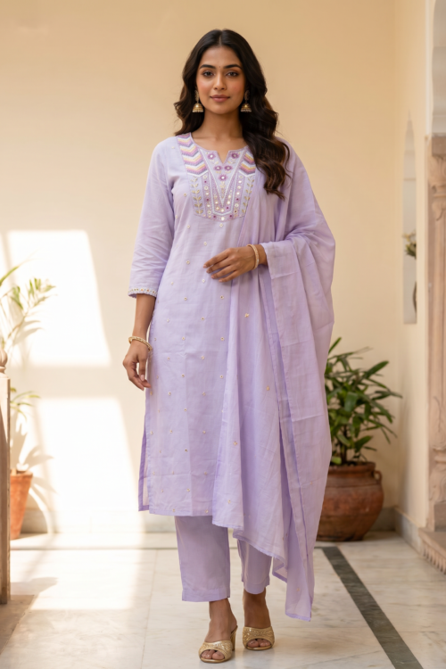 Lavender Cotton Suit Set