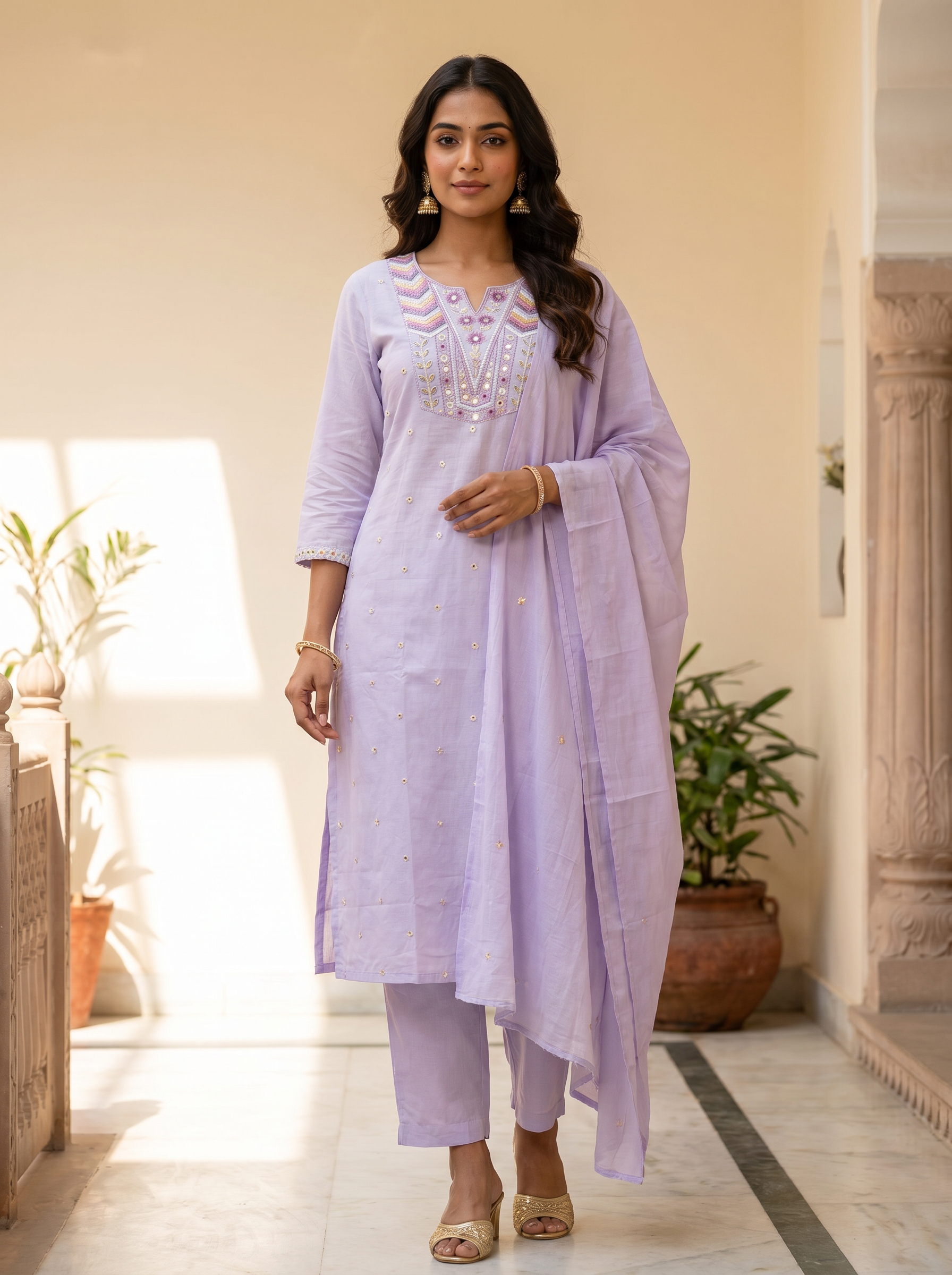 Lavender Cotton Suit Set