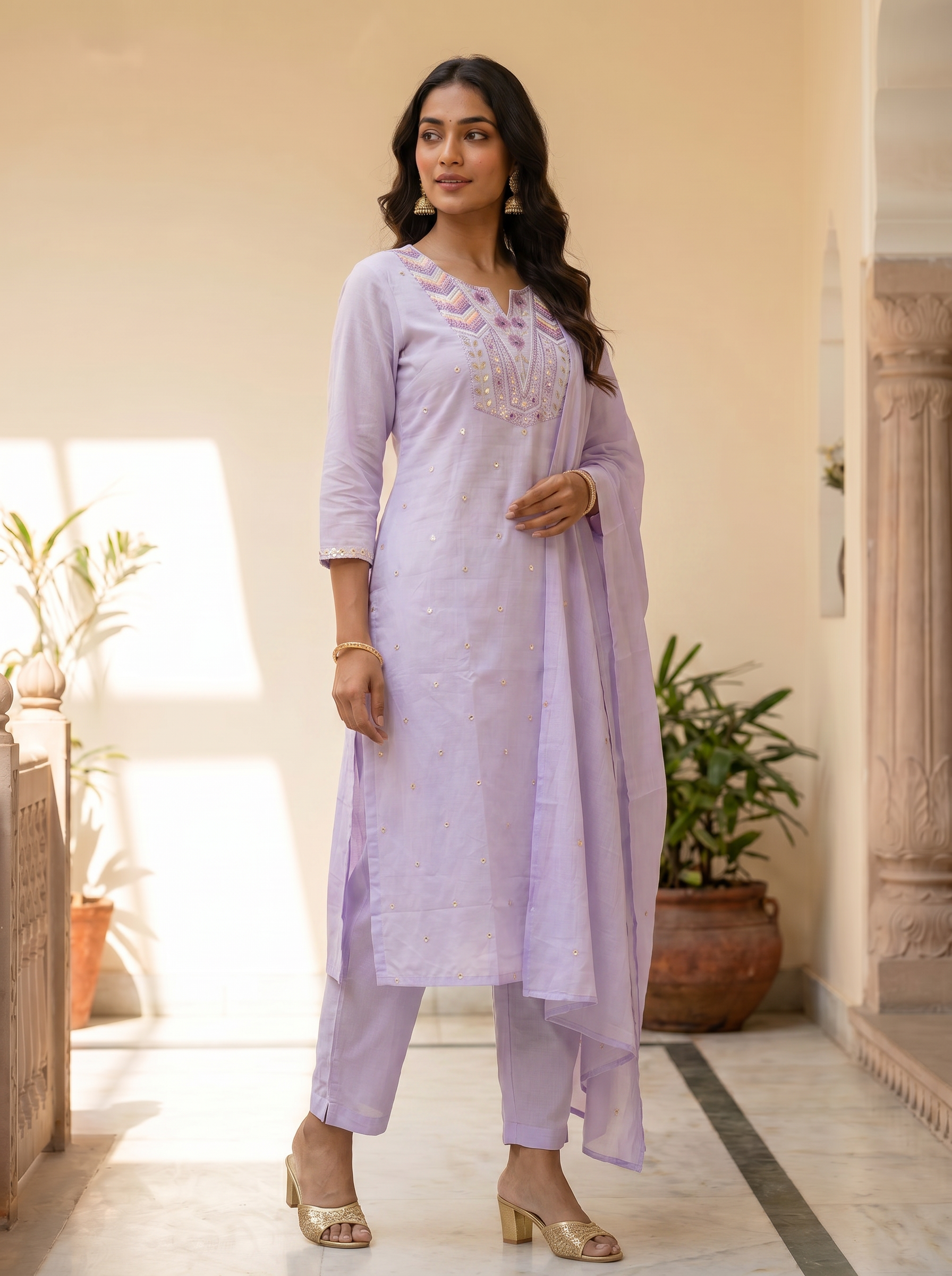 Lavender Cotton Suit Set - Image 2
