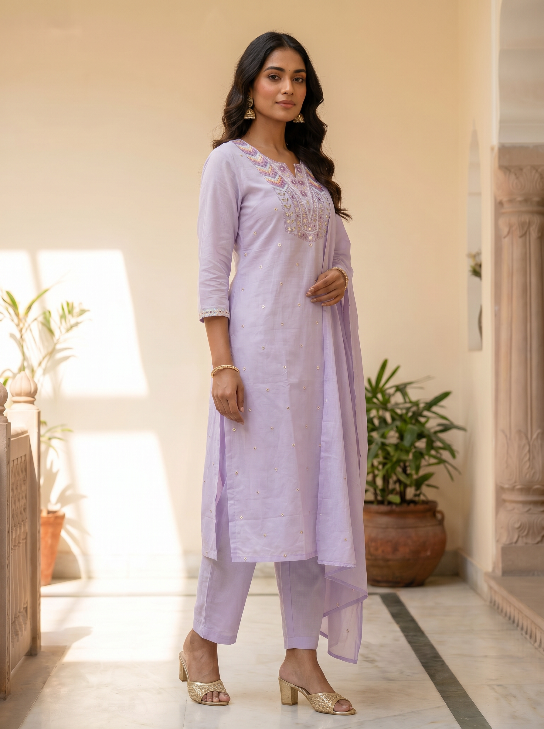 Lavender Cotton Suit Set - Image 3